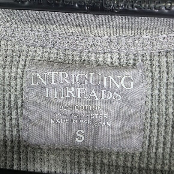 Womens Gray Intriguing Threads Waffle Knit Thermal Shirt Crew Neck Long Sleeve S - Picture 4 of 9